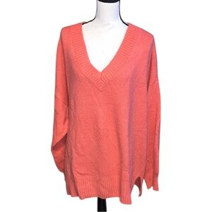 Ellos Women's V-Neck Sweater Orange Size 1X 22/24 Knit